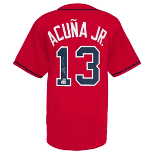 Ronald Acuna Jr. Signed Red Custom Baseball Jersey - (Beckett)