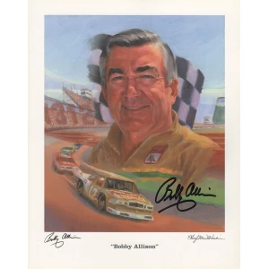 Bobby Allison Signed Racing Print by Cheryl Mann Hardin 8x10 Photo