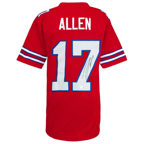 Josh Allen Signed Red Custom Football Jersey - (Beckett)