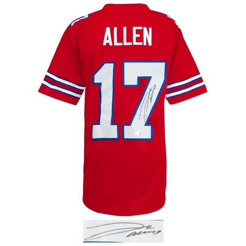Josh Allen Signed Red Custom Football Jersey - (Beckett) - Image 2