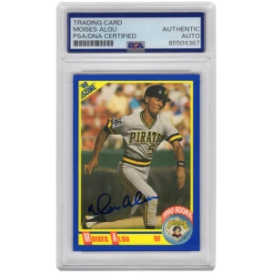 Moises Alou Signed Pirates 1990 Score Rookie Baseball Card #592 - (PSA Encapsulated)