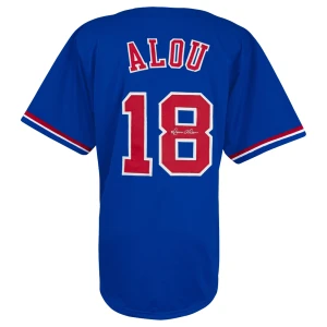 Moises Alou Signed Blue Throwback Custom Baseball Jersey