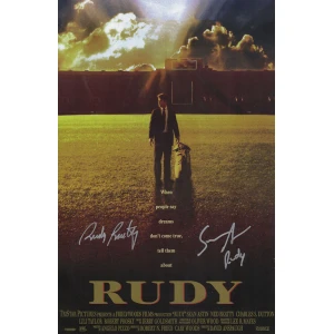 Sean Astin & Rudy Ruettiger Dual Signed Rudy 11x17 Movie Poster w/Rudy
