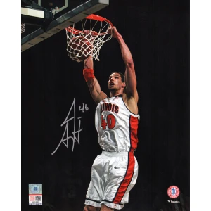 James Augustine Signed Illinois Fighting Illini White Jersey Dunk 8x10 Photo