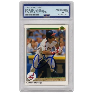 Carlos Baerga Signed 1990 Upper Deck Rookie Baseball Trading Card #737 - (PSA Encapsulated)