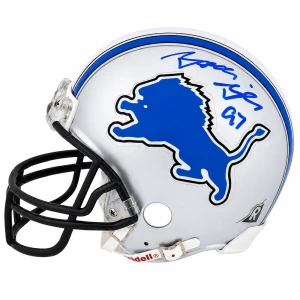 Boss Bailey Signed Detroit Lions Throwback Riddell (VSR4) Mini Helmet - (In Blue)