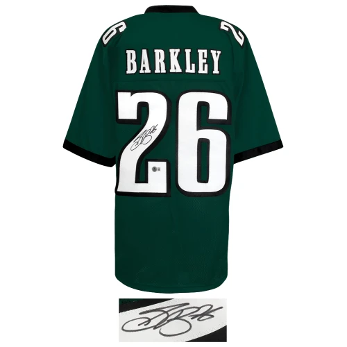 Saquon Barkley Signed Dark Green Custom Football Jersey - (Beckett) - Image 2