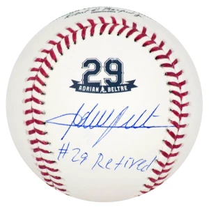 Adrian Beltre Signed Rawlings Retirement Logo MLB Baseball w/#29 Retired - (JSA)