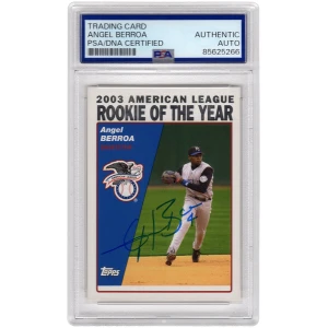 Angel Berroa Signed Kansas City Royals 2003 Topps Rookie Of The Year Baseball Card #717- (PSA Encapsulated)