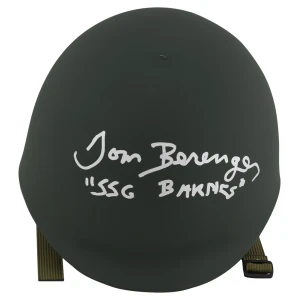 Tom Berenger Signed Green Army Costume Helmet w/SSG Barnes