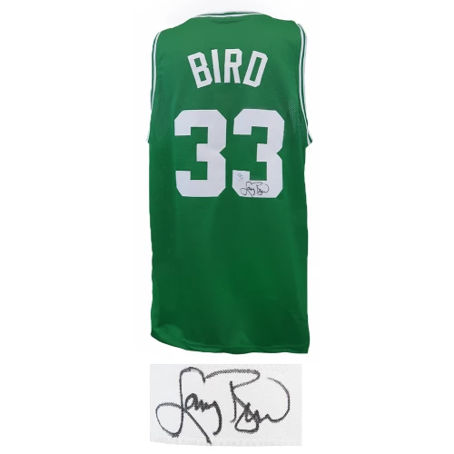 Larry Bird Signed Green Custom Basketball Jersey - Image 2