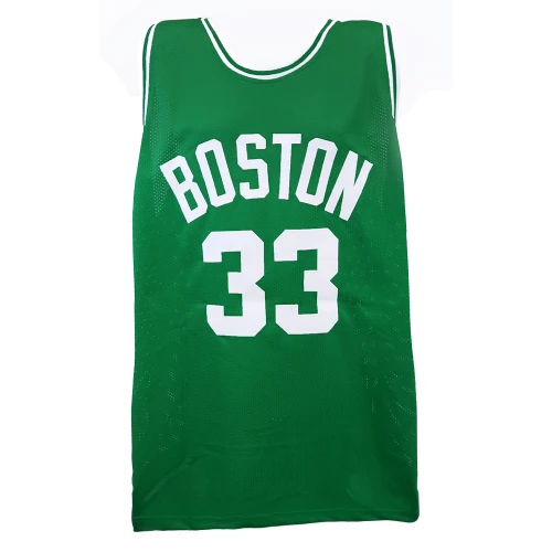 Larry Bird Signed Green Custom Basketball Jersey - Image 3