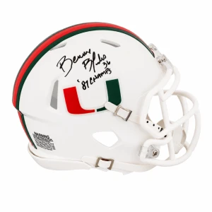 Bennie Blades Signed Miami Hurricanes Riddell Speed Mini Helmet w/87 Champs