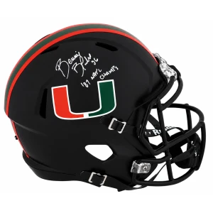 Bennie Blades Signed Miami Hurricanes Black Riddell Full Size Speed Replica Helmet w/87 Nat'l Champs