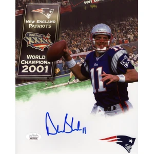 Drew Bledsoe Signed Patriots World Champions 2001 Collage 8x10 Photo - (JSA)