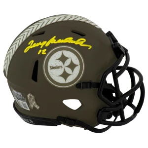 Terry Bradshaw Signed Pittsburgh Steelers Salute to Service Riddell Speed Mini Helmet - (Beckett)