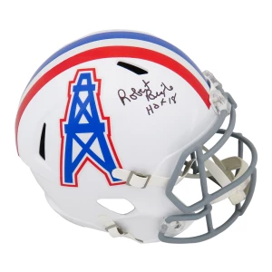 Robert Brazile Signed Houston Oilers Throwback Grey Facemask Riddell Full Size Speed Replica Helmet w/HOF'18