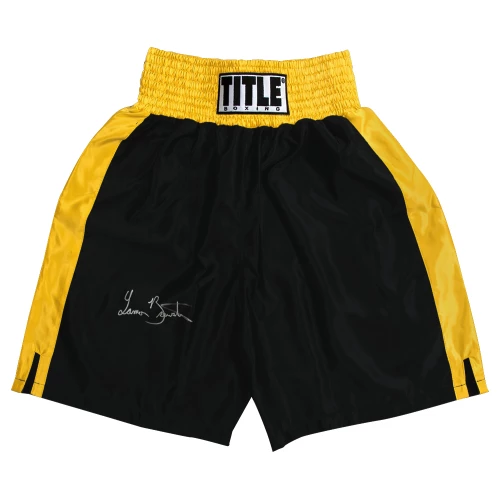 Lamon Brewster Signed Title Black With Gold Trim Boxing Trunks