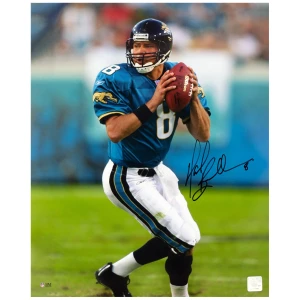 Mark Brunell Signed Jacksonville Jaguars Drop Back With Football Action 16x20 Photo