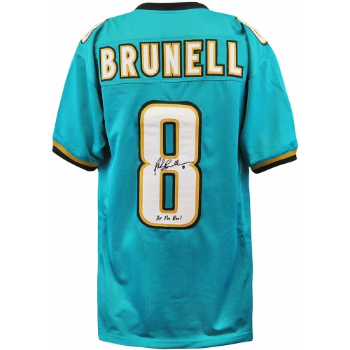 Mark Brunell Signed Teal Custom Football Jersey w/3x Pro Bowl