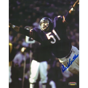 Dick Butkus Signed Chicago Bears Navy Jersey Action Close Up 8x10 Photo
