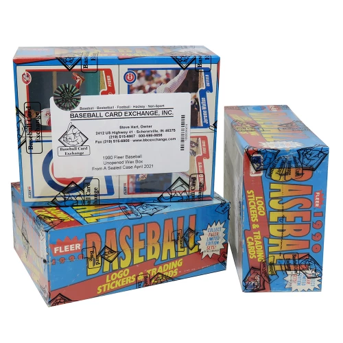 1990 Fleer Baseball Card Unopened Wax Box BBCE Wrapped From A Sealed Case (FASC) - 36 Packs - Image 2