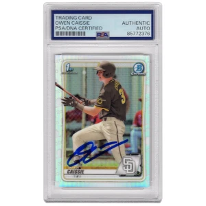 Owen Caissie Signed 2020 Bowman Draft Refractor Chrome Baseball Trading Card #BD-49 - (PSA Encapsulated)
