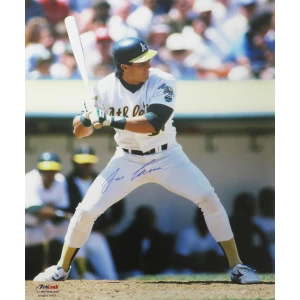 Jose Canseco Signed Oakland A's (Athletics) White Jersey Batting Action 16x20 Photo
