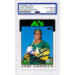 Jose Canseco Signed Oakland A's (Athletics) 1986 Topps Traded Rookie Baseball Card #20T - (PSA Encapsulated)