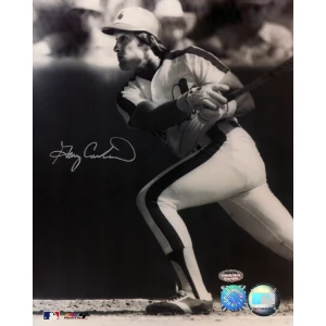 Gary Carter Signed Montreal Expos Swinging Action B&W 8x10 Photo