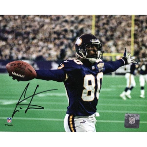 Cris Carter Signed Minnesota Vikings Arms Out With Football 8x10 Photo