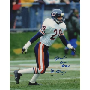Mark Carrier Signed Chicago Bears White Jersey Action 8x10 Photo w/90 DROY