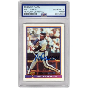 Rod Carew Signed Angels 1991 Bowman Baseball Card #4 - (PSA Encapsulated)