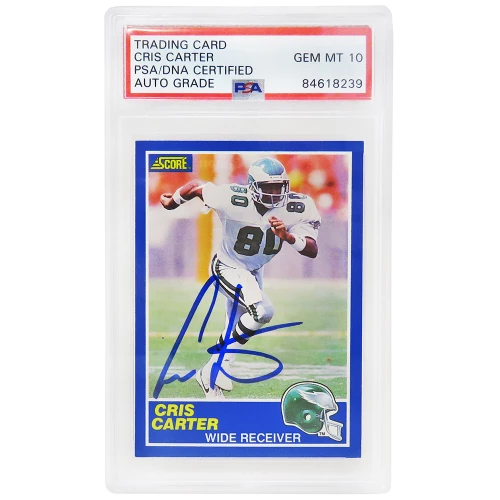 Cris Carter Signed Philadelphia Eagles 1989 Score Football Rookie Card #73 (PSA Encapsulated - Auto Grade 10)