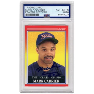 Mark Carrier Signed Bears 1990 Score Rookie Football Card #614 - (PSA Encapsulated)
