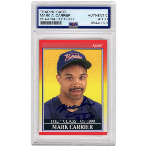 Mark Carrier Signed Bears 1990 Score Rookie Football Card #614 - (PSA Encapsulated)