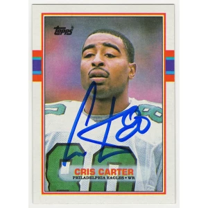 Cris Carter Signed Philadelphia Eagles 1989 Topps Football Rookie Card #121