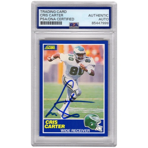 Cris Carter Signed Eagles 1989 Score Football Rookie Trading Card #73 (PSA Encapsulated)