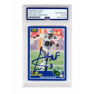 Cris Carter Signed 1989 Score Football Rookie Card #72 w/HOF'13 - (PSA Encapsulated)