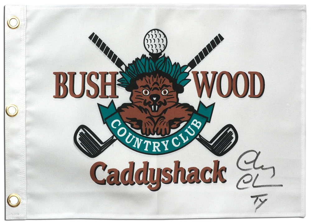 Chevy Chase Signed Caddyshack Bushwood 18x13 Golf Pin Flag w/Ty