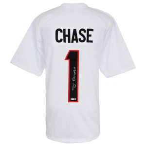 Ja'Marr Chase Signed White Custom Football Jersey