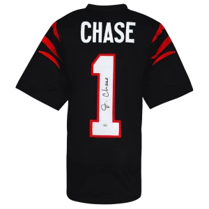 Ja'Marr Chase Signed Black Custom Football Jersey - (JSA)