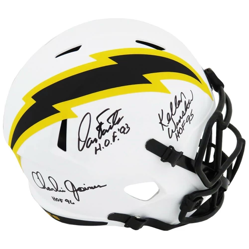 Dan Fouts, Charlie Joiner & Kellen Winslow Signed Chargers Lunar Eclipse Riddell Full Size Speed Replica Helmet w/HOF Years