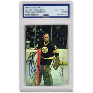 Gerry Cheevers Signed Boston Bruins 1977 Topps Glossy Card #2 - (PSA Encapsulated)