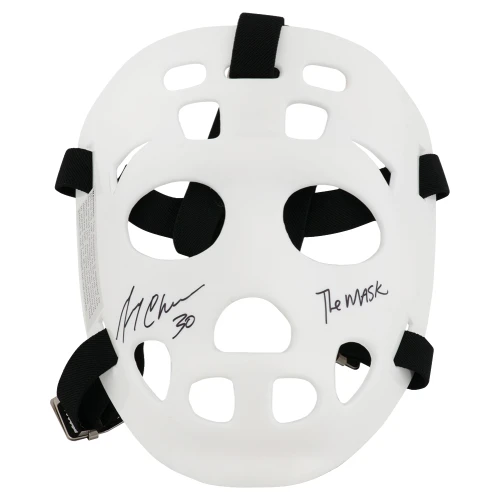 Gerry Cheevers Signed White Throwback Goalie Mask With Black Straps w/The Mask