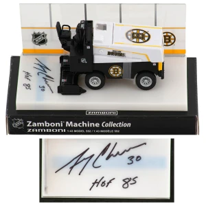 Gerry Cheevers Signed Boston Bruins NHL Mini Zamboni w/HOF'85