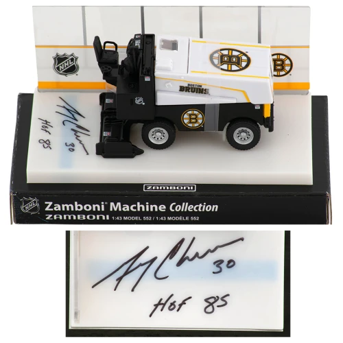 Gerry Cheevers Signed Boston Bruins NHL Mini Zamboni w/HOF'85