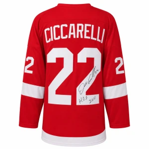 Dino Ciccarelli Signed Red Custom Hockey Jersey w/HOF 2010