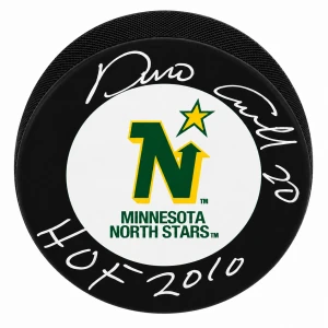 Dino Ciccarelli Signed Minnesota North Stars Large Logo Hockey Puck w/HOF 2010