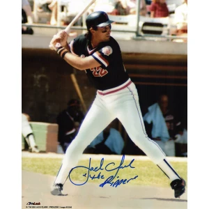 Jack Clark Signed San Francisco Giants Batting Action 8x10 Photo w/The Ripper